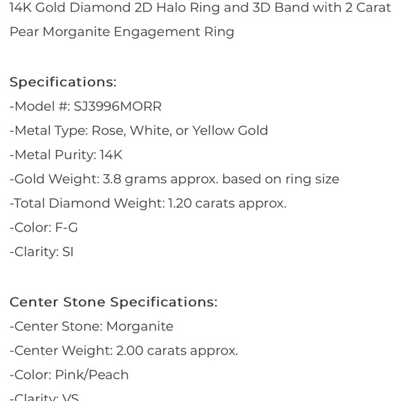 14k morganite wedding ring set - Picture 9 of 10